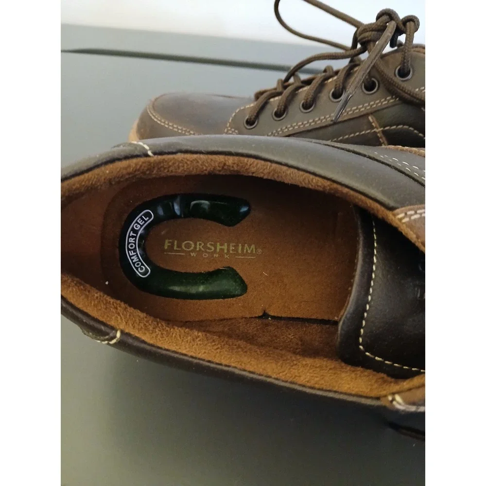 Florsheim Work Mens FS2600 Brown Leather Safety Toe Oxford Shoes Size 10.5D